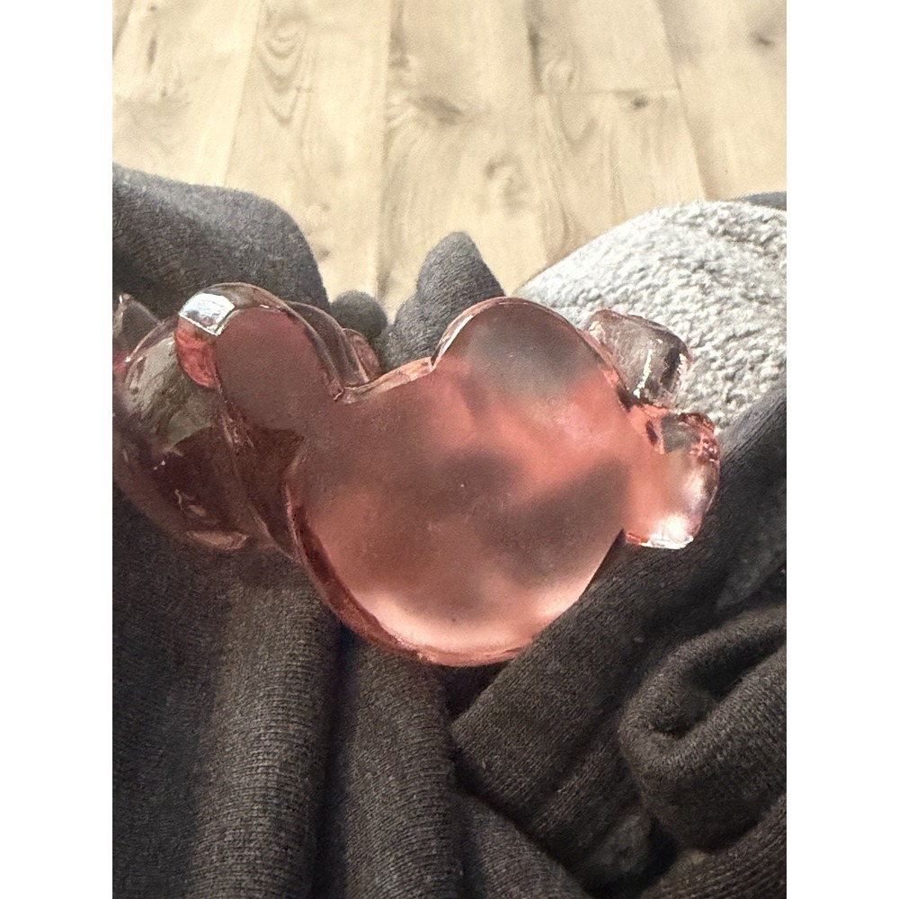 Vintage Fenton Art Glass Pink Transcluent Laying Down Teddy Bear Figurine - Picture 4 of 5
